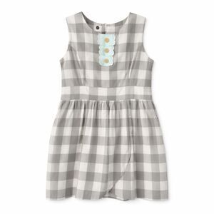Knitted Dove Babydoll Dress Plaid Cotton Gray Cottagecore Romantic Women L